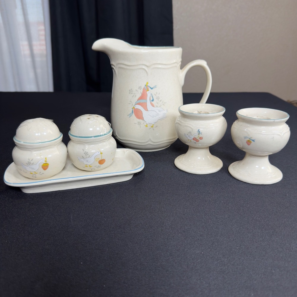 International Marmalade Cottagecore Goose Pitcher Candle Holders Salt Pepper Set